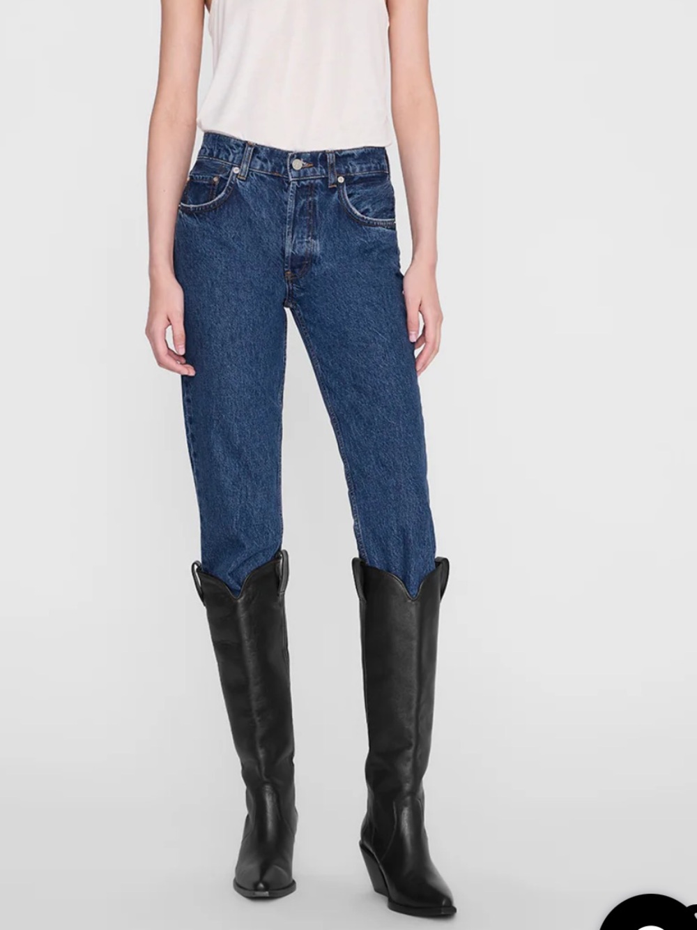 Anine Bing Tall Tania Black Leather Over-The-Knee Western Boots